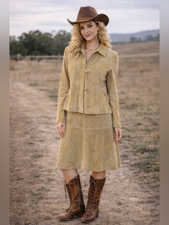 Marsh Landing Dresses & Skirts - Vintage Marsh Landing 90’s Suede Jacket and Skirt Set